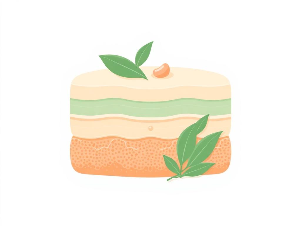Clean illustration of skin layers with herbal leaves