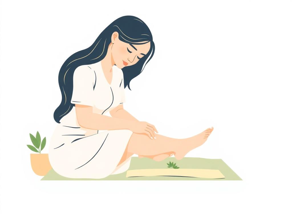 Therapist gently massaging a patient's foot with herbal oil