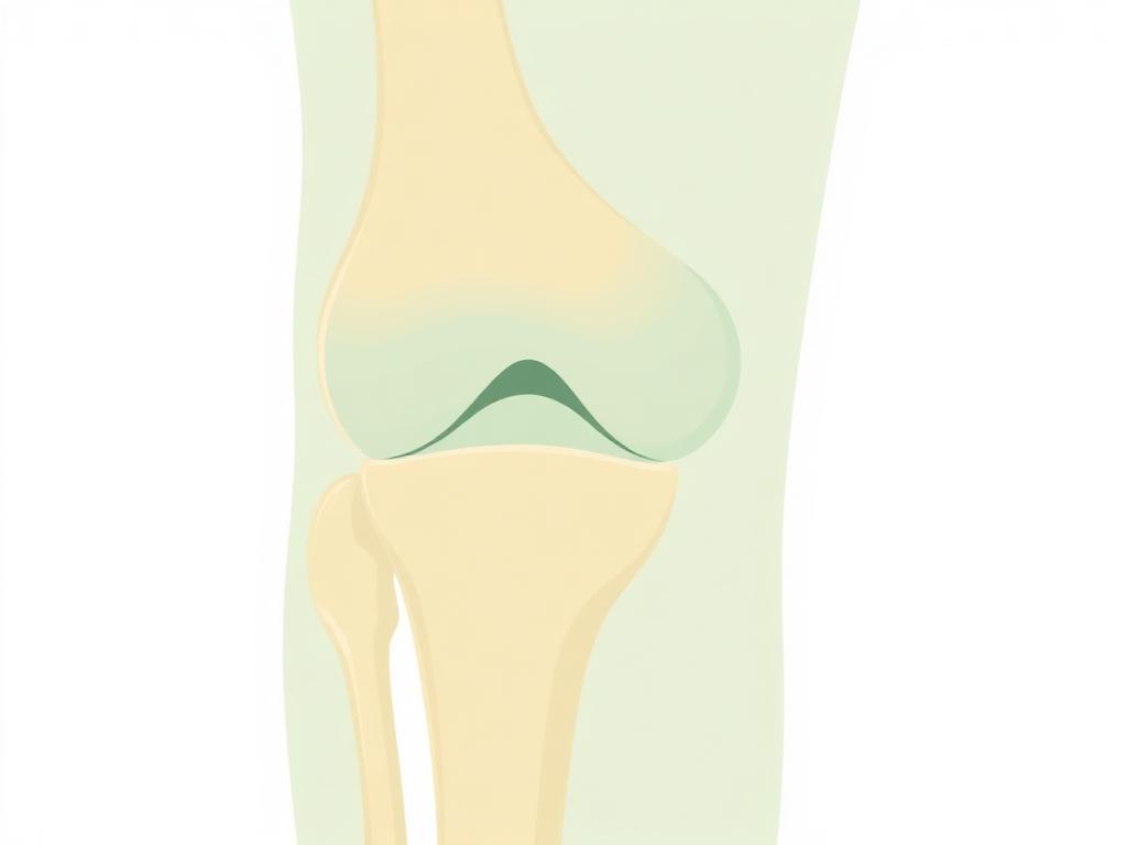 Illustration of a knee joint with cartilage changes