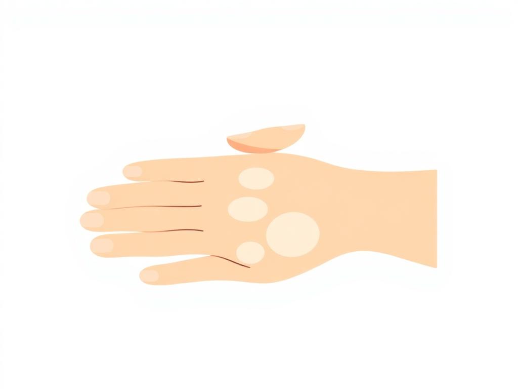 Respectful illustration of a hand with pale skin patches