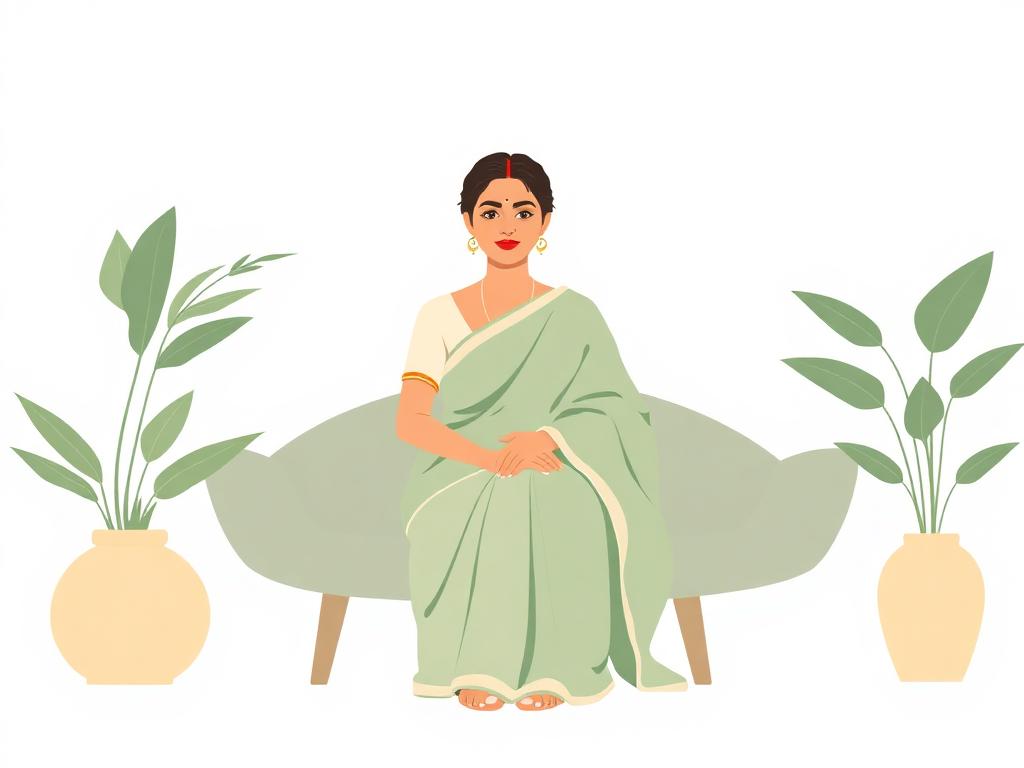 Illustration of a woman in a calm wellness consultation setting